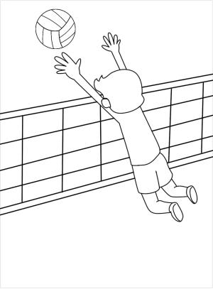 Voleybol boyama sayfası,  coloring page, Voleybol Oynayan Temel Çocuk, 