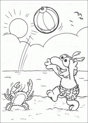 Voleybol boyama sayfası,  coloring page, Voleybol Oynayan kukla Bebekler ve Yengeç, 