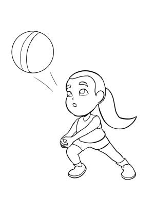 Voleybol boyama sayfası,  coloring page, Voleybol Oynayan Temel Kız, 