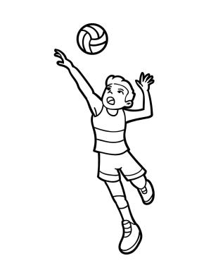 Voleybol boyama sayfası,  coloring page, Güzel çocuk Voleybol Oynuyor, 