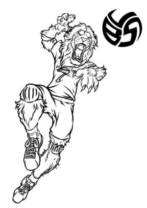 Voleybol boyama sayfası,  coloring page, Voleybol Oynayan Aslan, 