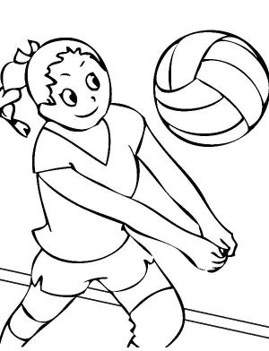 Voleybol boyama sayfası,  coloring page, Voleybol Oynayan Gülümseyen Kız, 