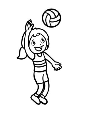 Voleybol boyama sayfası,  coloring page, Voleybol Oynayan Eğlenceli kız, 