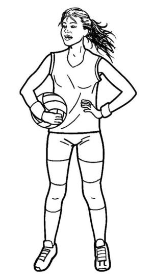 Voleybol boyama sayfası,  coloring page, Voleybol tutan Kız, 