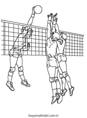 Voleybol boyama sayfası – basit çizim, kolay boyama