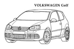 Volkswagen boyama sayfası,  coloring page, Volkswagen Golf Arabası, 