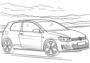 Volkswagen boyama sayfası,  coloring page, Volkswagen Golf GTI Arabası, 