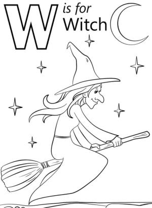 W Harfi boyama sayfası,  coloring page, Cadı Harfi W, 