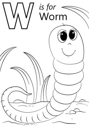 W Harfi boyama sayfası,  coloring page, Solucan Harfi W, 