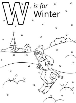 W Harfi boyama sayfası,  coloring page, Kış Harfi W, 