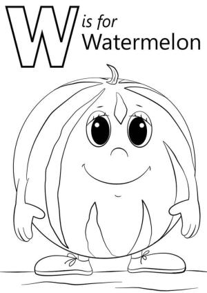 W Harfi boyama sayfası,  coloring page, Karpuz Harf W, 