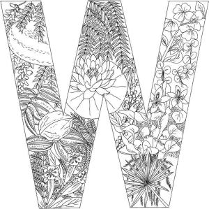 W Harfi boyama sayfası,  coloring page, Harf W Çiçek, 