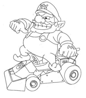 Wario boyama sayfası,  coloring page, Arabada Wario, 