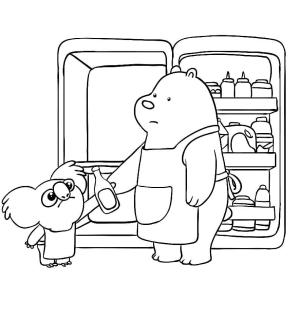 Biz Çıplak Ayılar boyama sayfası,  coloring page, Mutfakta Buz Ayı ve Nom Nom, 