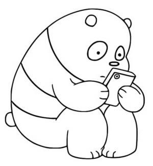 Biz Çıplak Ayılar boyama sayfası,  coloring page, Akıllı Telefon Tutan Panda, 