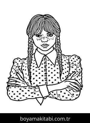 Wednesday Addams boyama sayfası – yaratıcılık, eğlenceli etkinlik
