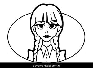 Wednesday Addams boyama sayfası – çocuklar için, çizgi film temalı
