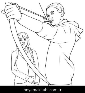 Wednesday Addams boyama sayfası – PDF indir, sevimli karakter