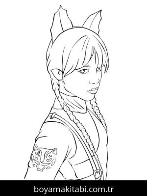 Wednesday Addams boyama sayfası – eğitici aktivite, yaratıcılık