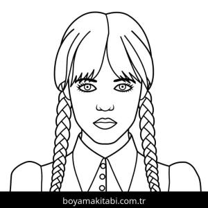 Wednesday Addams boyama sayfası – keyifli zaman, renkli çizimler