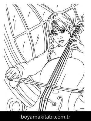 Wednesday Addams boyama sayfası – ücretsiz yazdır, boyama etkinliği