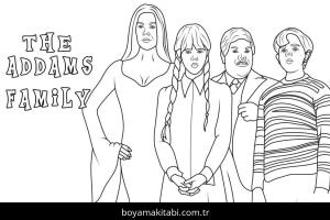 Wednesday Addams boyama sayfası – sanatsal çalışma, çocuklar için