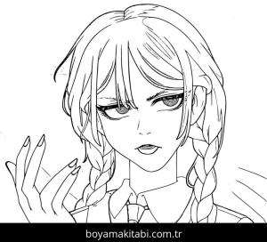 Wednesday Addams boyama sayfası – yaratıcılığı geliştirir, keyifli zaman