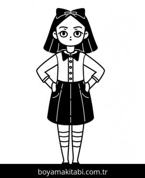 Wednesday Addams boyama sayfası – evde etkinlik, ücretsiz yazdır