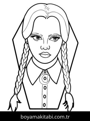 Wednesday Addams boyama sayfası – ücretsiz yazdır, boyama etkinliği