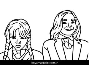 Wednesday Addams boyama sayfası – evde etkinlik, ücretsiz yazdır