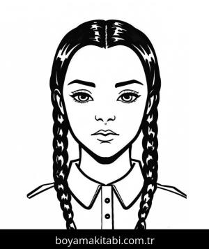 Wednesday Addams boyama sayfası – eğitici aktivite, yaratıcılık