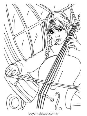 Wednesday boyama sayfası – eğlenceli etkinlik, el becerilerini geliştirir