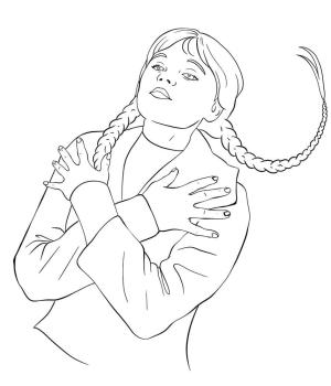 Wednesday boyama sayfası,  coloring page, Wednesday Addams Dusuyor, 