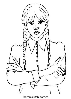 Wednesday boyama sayfası – keyifli zaman, renkli çizimler