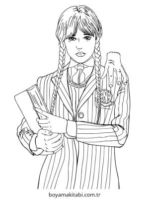 Wednesday boyama sayfası – boyama etkinliği, çocuk aktivitesi