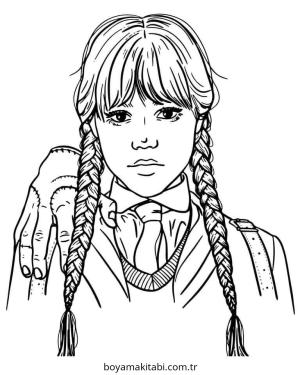 Wednesday boyama sayfası – çocuklar için, çizgi film temalı