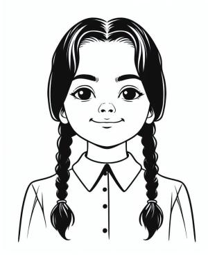 Wednesday boyama sayfası,  coloring page, Wednesday Addams çok şirin, 