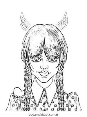 Wednesday boyama sayfası – el becerilerini geliştirir, boyama çalışması