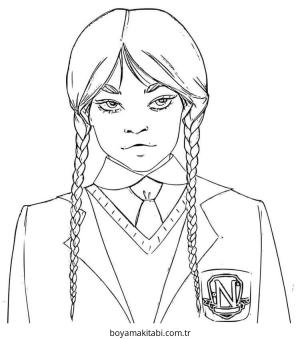 Wednesday boyama sayfası – kolay boyama, eğitici aktivite