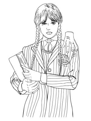 Wednesday boyama sayfası,  coloring page, Wednesday Addams Okulda, 