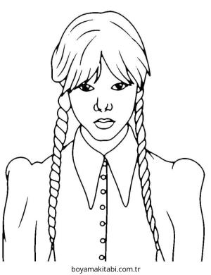 Wednesday boyama sayfası – boyama çalışması, yaratıcılığı geliştirir
