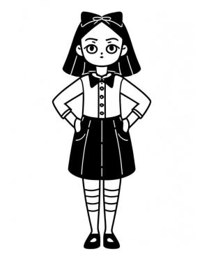 Wednesday boyama sayfası,  coloring page, Wednesday Addams kucuk, 