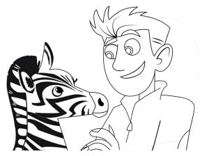 Wild Kratts boyama sayfası,  coloring page, Chris Kratt ve Zebra, 