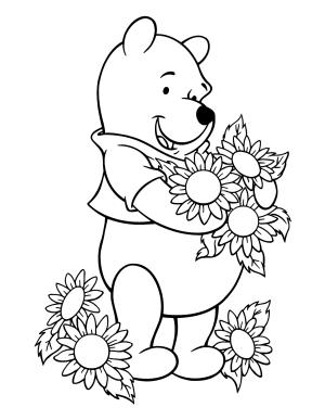 Ayı Winnie (Winnie-the-Pooh) boyama sayfası,  coloring page, Pooh ve çiçekler, 