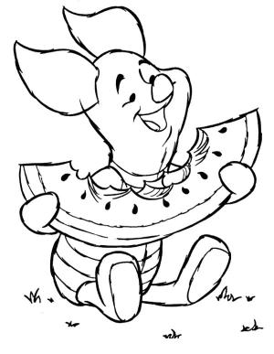 Ayı Winnie (Winnie-the-Pooh) boyama sayfası,  coloring page, Karpuz Yiyen Domuz Yavrusu Çizimi, 