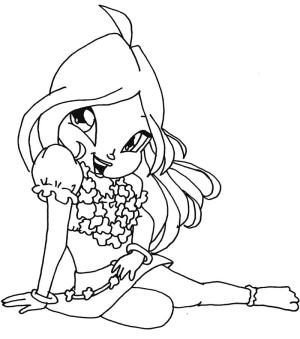 Winx Club boyama sayfası,  coloring page, Sevimli Flora Winx Club, 