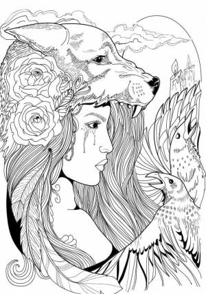 Kurt Kız boyama sayfası,  coloring page, Niña Lobo Llorando, 