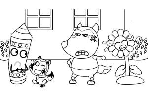 Wolfoo boyama sayfası,  coloring page, Kızgın Wolfoo, 