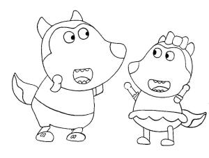 Wolfoo boyama sayfası,  coloring page, Wolfoo ve Lucy mutlular, 