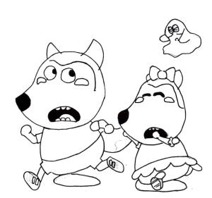 Wolfoo boyama sayfası,  coloring page, Wolfoo ve Lucy koşuyor, 